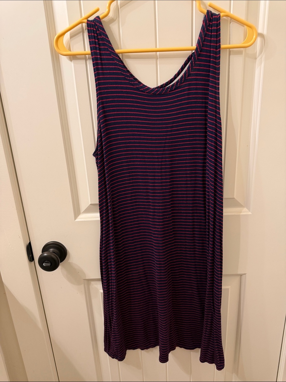Sleeveless Navy and Red Stripe Tank Dress
